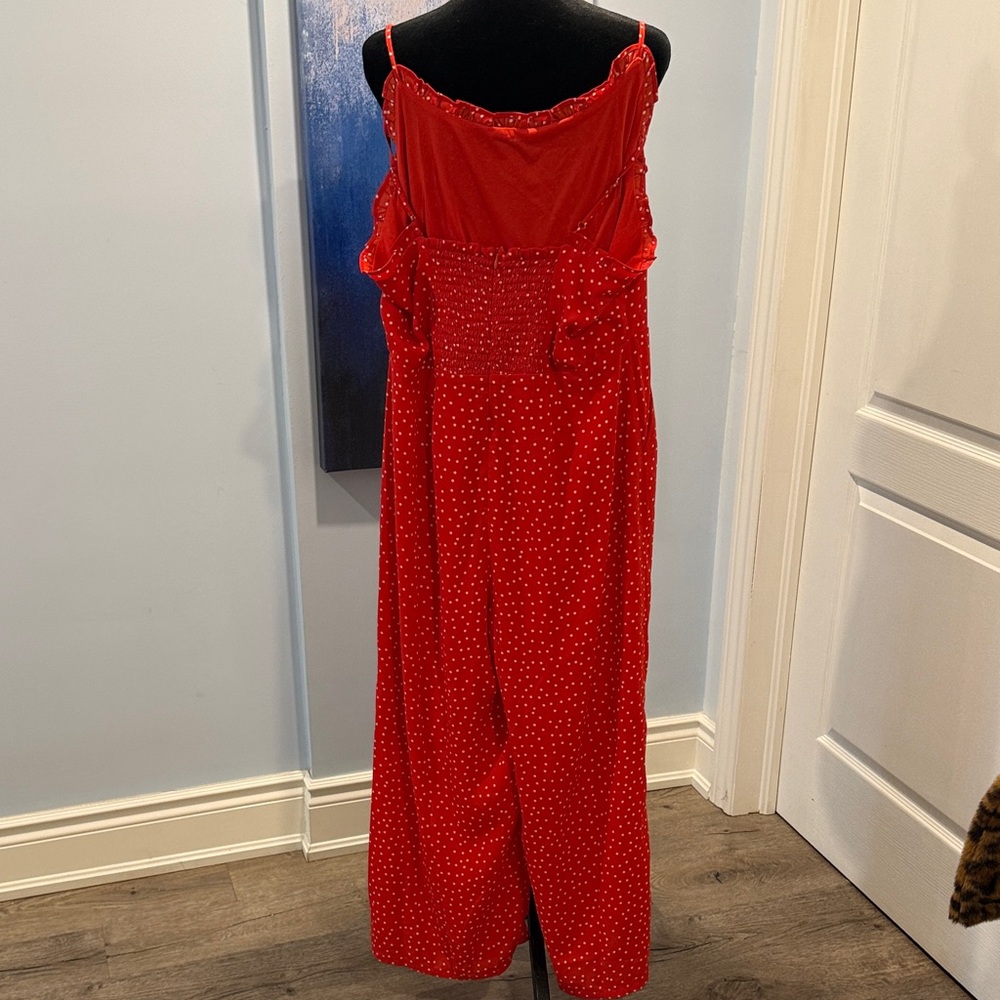 Charlie Paige Red Jumpsuit with White Dots - Picture 3 of 5
